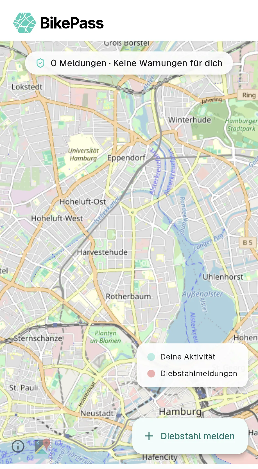 BikePass-App: Live-Karte mit Diebstahlmeldungen in der Umgebung