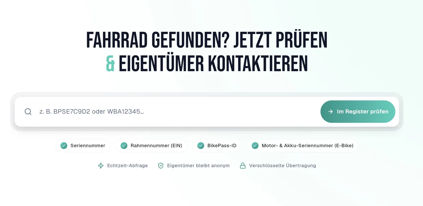 Bikefinder — öffentliche Suchmaske