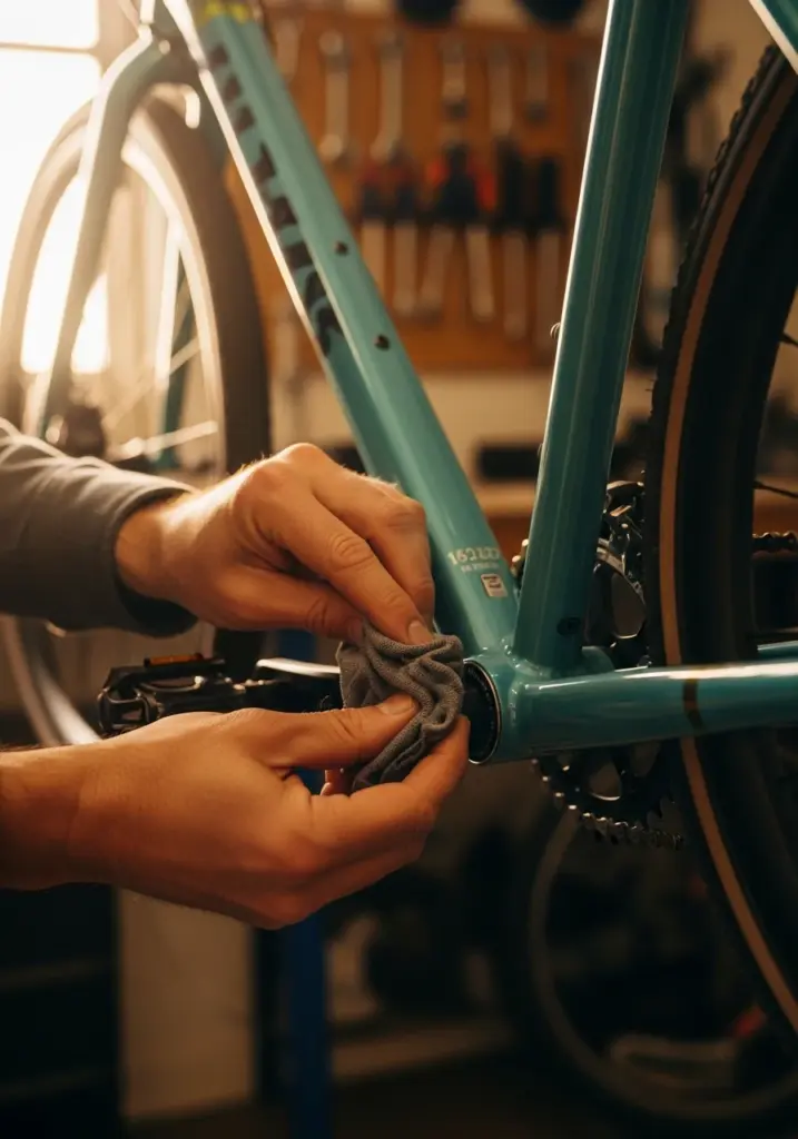 Finding the Bicycle Frame Number: Clean the Frame Around the Bottom Bracket